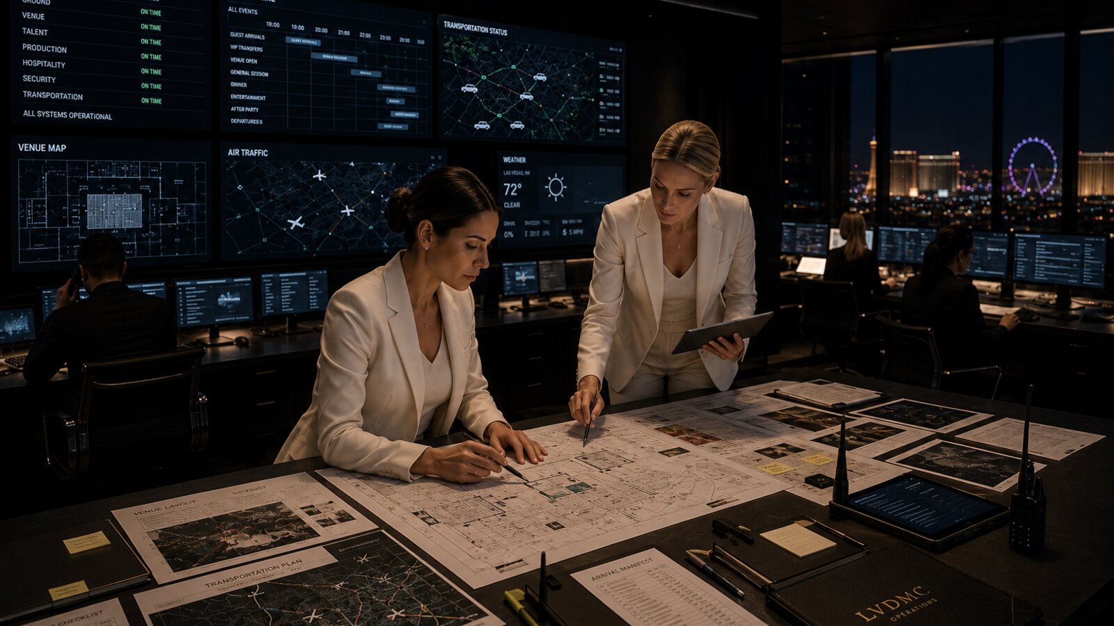 The operations center tracking a live program