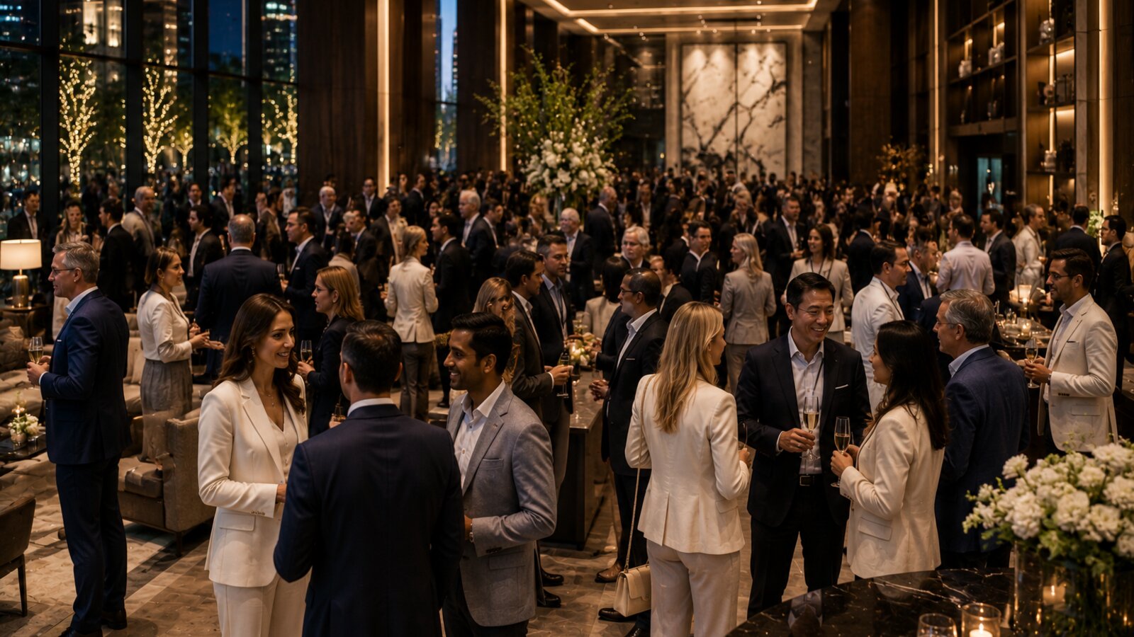 A corporate hospitality reception in progress